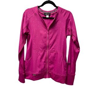 Koi Lite Scrub Jacket S Magenta Gold Metallic Splatter Rhinestone Med Tech 445L